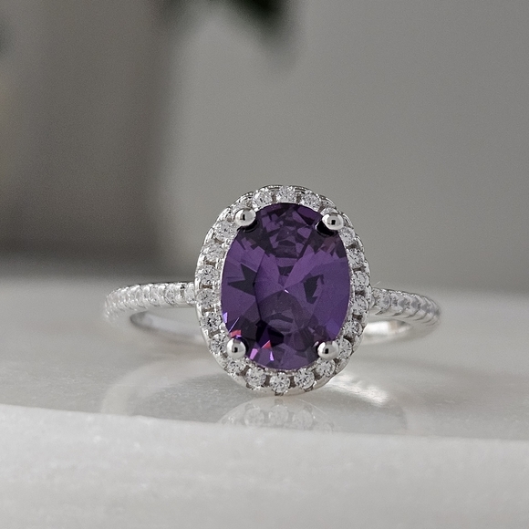 Purple Amethyst Ring Set, 925 Sterling Silver Charmed Aroma - Picture 4 of 6
